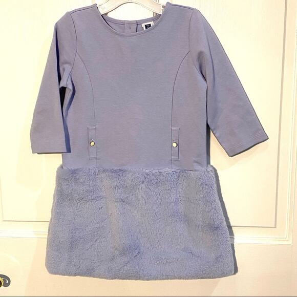 Janie & Jack fancy Dress Girls Size 5 Faux Fur Trim Periwinkle Blue Ponte - Picture 7 of 7